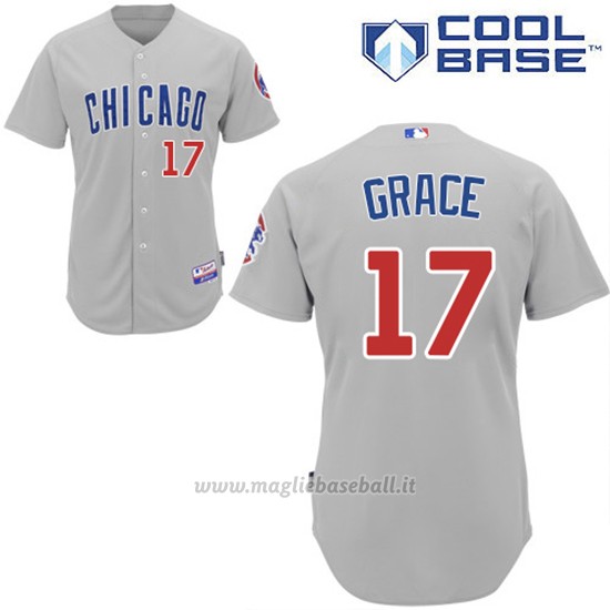 Maglia Baseball Uomo Chicago Cubs 17 Mark Grace Cool Base Grigio